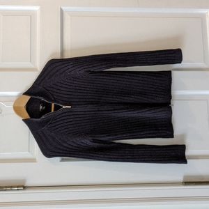 Talbots thick knit navy blue full zip cotton rayon sweater cardigan S